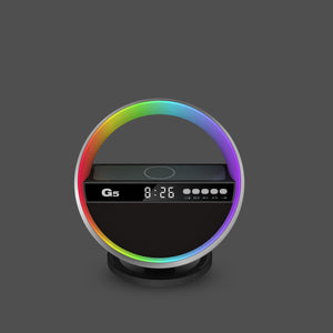 Veilleuse multifonction RGB avec chargeur sans fil, haut-parleur Bluetooth, grande lumière d'ambiance G, décoration de la maison, nouveauté 2024